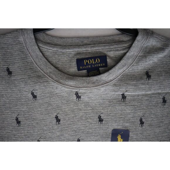 Polo Ralph Lauren PW25HR Men's Sz L Gray Waffle Knit Crew Neck L/S Lounge Shirt - Picture 3 of 6